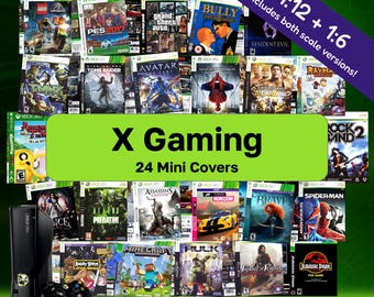 24 Mini Video Game Covers for 1:12 Scale Miniature Dollhouse Vintage Gaming