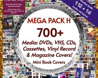 MEGA 700+ ミニチュアメディア - 極小DVDおよびVHSカバー、CDおよびカセットカバー、レコードケース、ミニ雑誌、ミニチュアドールハウス、PDF