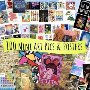 100 Miniature Kunst und Poster- 1:12 Druckbare Poster & Kunst für PuppenhausMiniatur Printables- Tiny Art für Bücherecke jetzt auch in 1;6 Maßstab