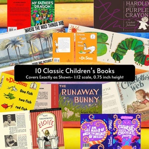 Mini couvertures de livres classiques pour enfants - 10 micro-collections de petits livres, étagère Anxiety ~ Kids pour les coins livres et les mini étagères ~