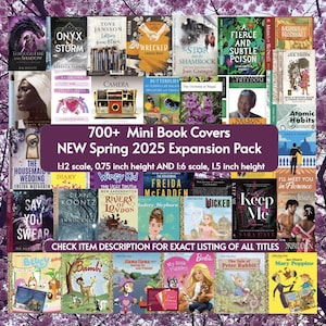 NEW 700+ Mini Book Covers! SPRING 2025 Expansion Pack! Anxiety Bookshelf, Dollhouse Miniatures, 1:12 Full Book Cover Printable PDF