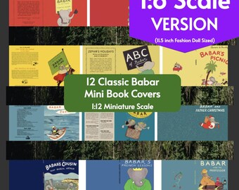 10 Babar Classic Mini Book Covers- 1:6 Scale Printable PDF for Miniature Dollhouse