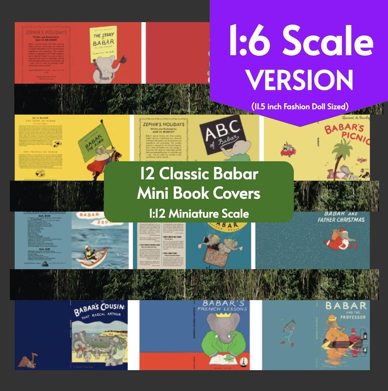10 Babar Classic Mini Book Covers- 1:6 Scale Printable PDF for ...