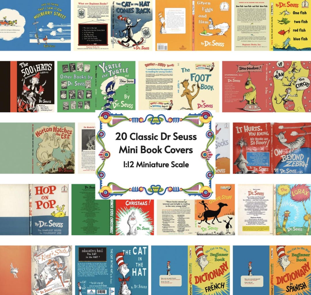 20 Dr Seuss Mini Book Covers- 1:12 Scale Printable PDF for Miniature ...