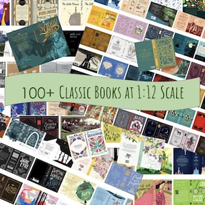 Más de 100 minilibros imprimibles de literatura clásica, a escala 1:12, para casas de muñecas en miniatura.