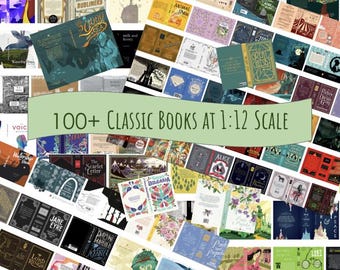 Más de 100 minilibros imprimibles de literatura clásica, a escala 1:12, para casas de muñecas en miniatura.