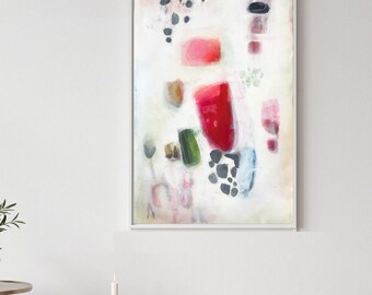 Original Abstract Acrylic Painting, Pastel Wall Art, Modern Minimalist Decor, living room art
