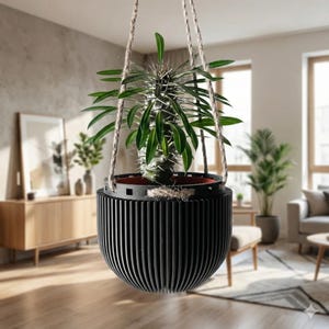 Nelli / Maceta colgante moderna acanalada / Decoración escandinava