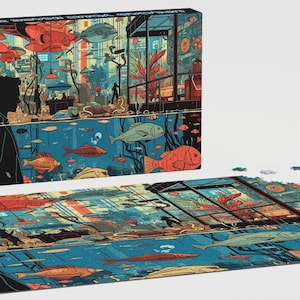 Büro, Meer, Kunstwerk Puzzles für Erwachsene - Ozeanfisch, glänzende Oberfläche, Wasser, Café - Spaß & Engagement für alle Altersgruppen