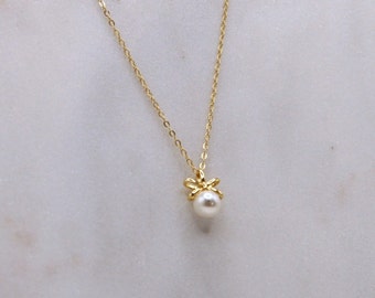 Pearl Charm Necklace by Glance of Glow, Gold Necklace, Dainty Necklace, Stacking Necklace, Gift For Her, Gift For Mom, GN2304G14