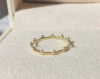 Gold Crown Ring by Glance of Glow, Dainty Ring, Cute Ring, Stackable Ring, Simple Ring, Minimalist Ring, Gift For Girl,GR2306G14S