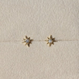 Minimalist 14K Gold Stud Earrings, Star Stud earrings by Glance of Glow, Gift for Her, GE2304G14