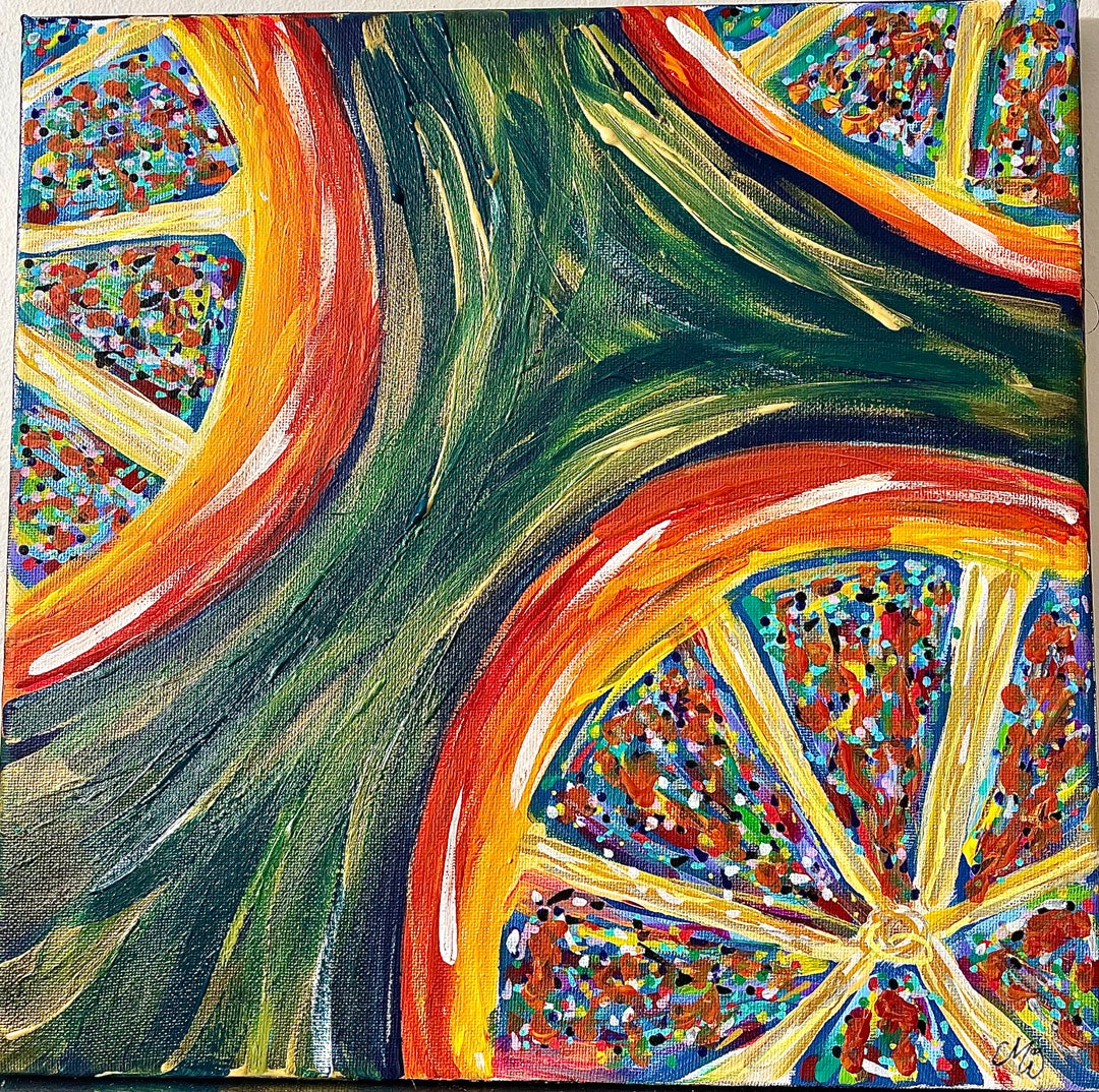 When Life Gives You Oranges Original Abstract Painting on Canvas Etsy