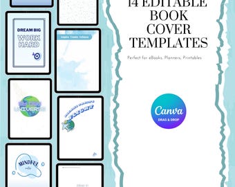 Canva Book Cover Bundle – 14 Editable Templates, JPG and PNG eBook Covers for Kindle, Printables, & Journals