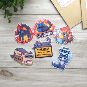 Pack de mini autocollants - Sticker chat rigolo pour les amoureux des chats