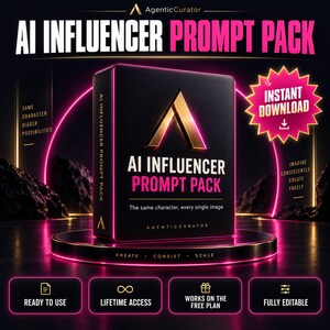 AI Influencer Prompt Pack, Consistent Character Bible, Photo and Video Prompts, Caption Writer, Instant Download