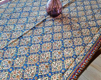 Hand-Printed Ghalamkar Tablecloth | Persian Art, Boho Decor (140x200cm) Gift