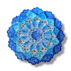 Very detailed Minakari Wall Hanging Plates | Enameling Metal Wall Decor| Handmade Copper Plate Wall Art| Office & Home Decor|