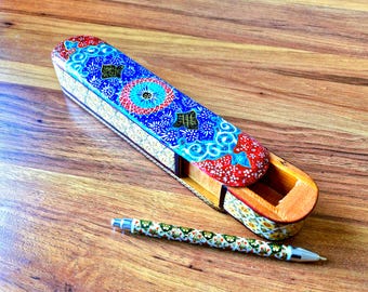 Handmade Khatam Pen Case | Persian Painted Wooden Box | Gift