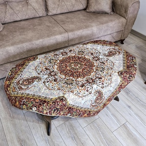 Silk Termeh Tablecloth: Claret Red Paisley Design, Persian Art (100x100 cm)