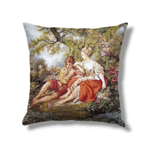 Romeo & Juliet Tapestry/Gobelin Cushion Cover | Vintage French home decor| High-quality pillow cover| Belgian Tapestry Pillow Cover