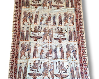 Handmade Persian Persepolis Tablecloth: Sofre Ghalamkar Home Decor, Nowruz Haftseen, Gift