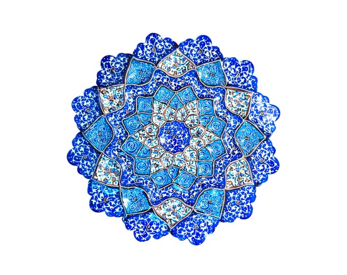 Handmade Minakari Copper Plate: Persian Enamel Wall Decor, gift