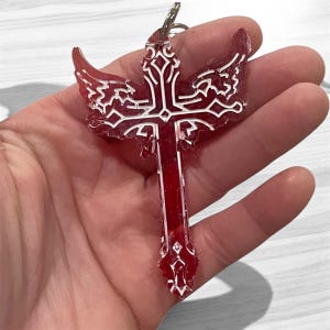 Hand Painted Resin Cross Keychain | Religious Gift | Christian Keychain | Baptism Gift | Confirmation Present | Faith Accessory