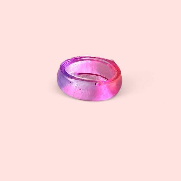 Rose Pink and Lavender Resin Ring - Handmade, Customizable Jewelry - Unique Gift Idea