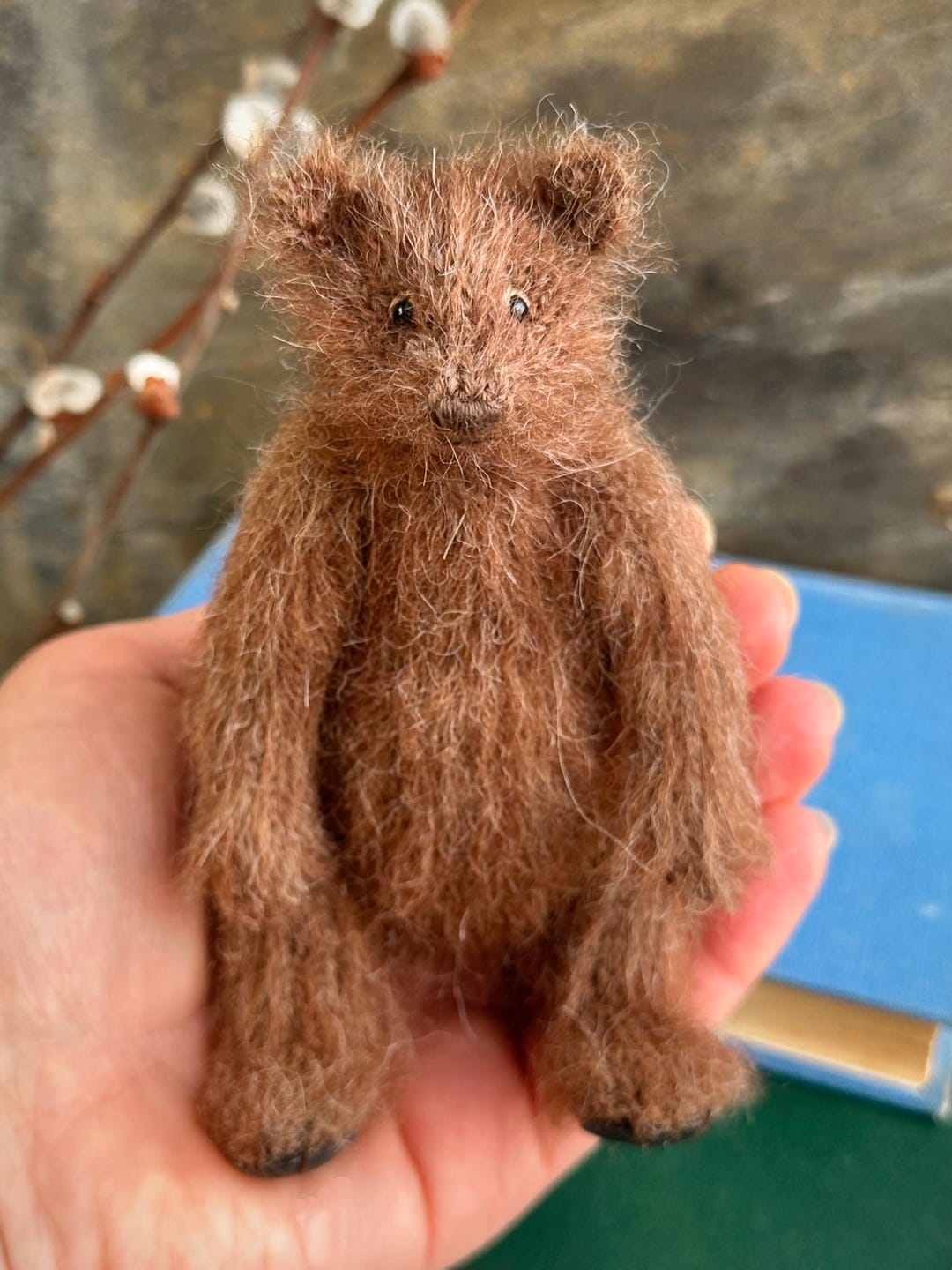 Hand Knitted Vintage Style Collectible Bear, Mohair Teddy Bear, Jointed ...