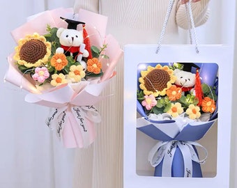 Graduation crochet bouquet handmade gift knitted flowers handmade milk cotton flower