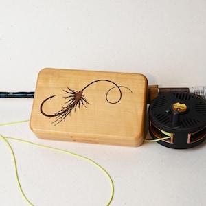 Personalized Fly Fishing Box in Elegant Walnut Wood,  Ideal Father&#39;s Day Gift, Unique Tackle Box, Handmade for Fishermen