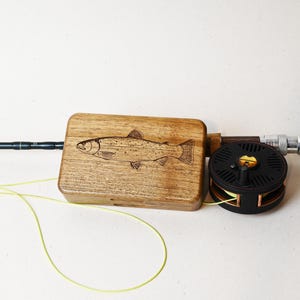 Maßgeschneiderte Fliegenfischerbox, Geschenk für Fliegenfischer, Walnussholz Tackle, Fliegenfischen Geschenke für ihn, Vatertagsgeschenk