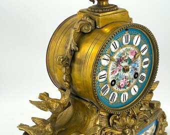Beautiful Victorian Blue Sevres Ormolu Case Mantle Clock – Ca1870