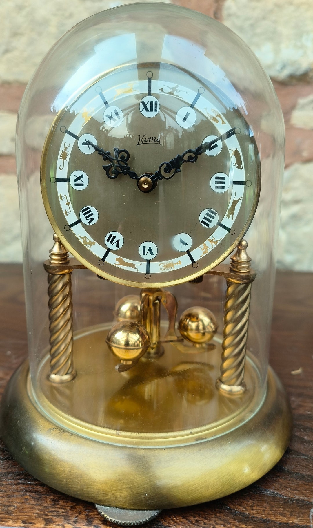 Attractive Vintage Koma Torsion Clock Star Sign Dial German Anniversary