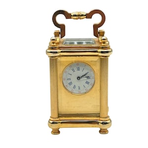 Vintage Miniature Brass 8-Day Carriage Clock Platform Lever Escapement