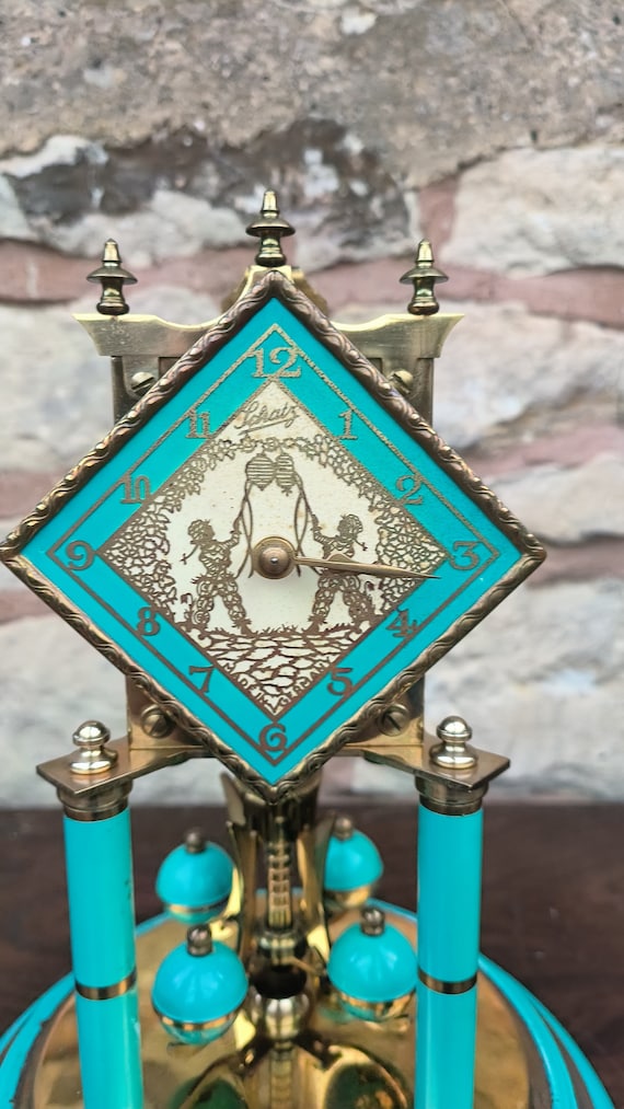 Rare Unusual Vintage Turquoise Finish Schatz Torsion Clock