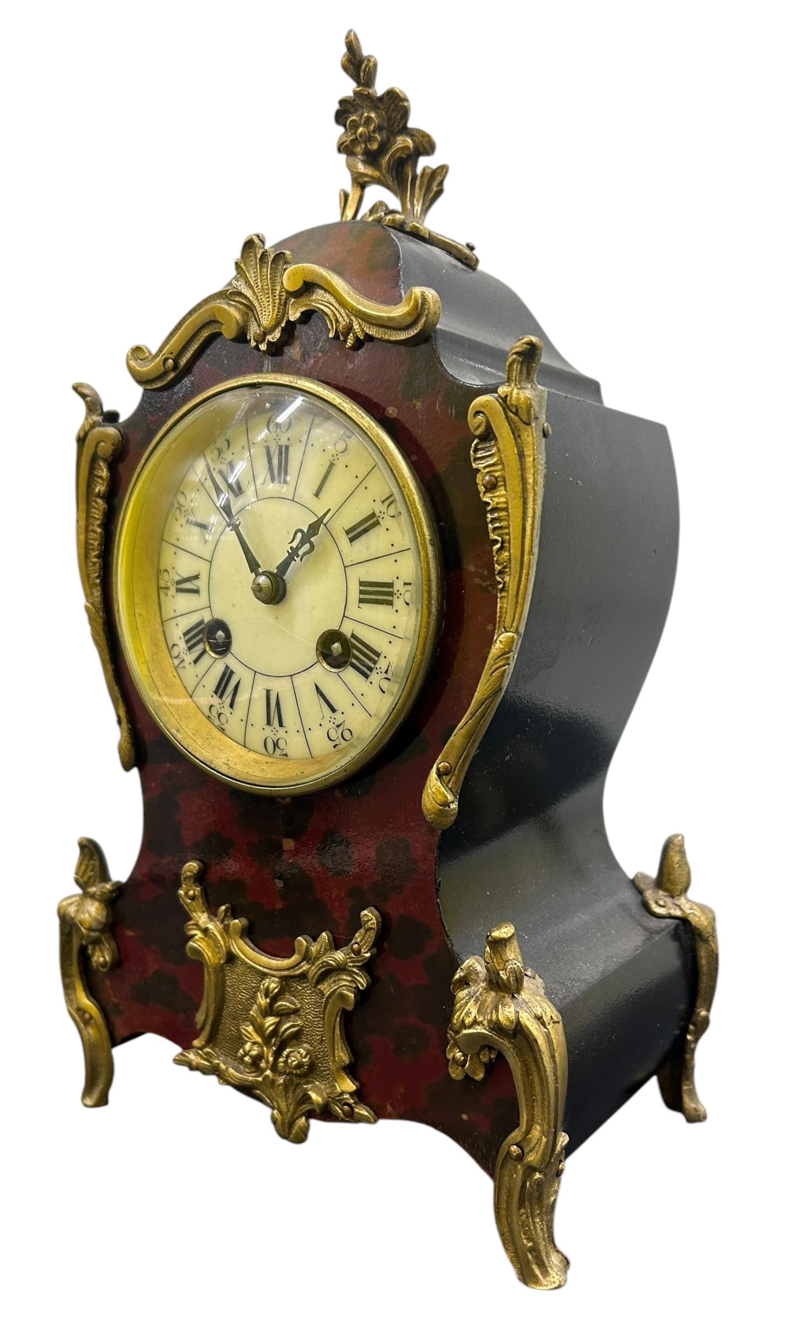 Tortise Shell Clock Exquisite Antique French Faux Tortoise Shell & Ormolu Boulle Mantle ...