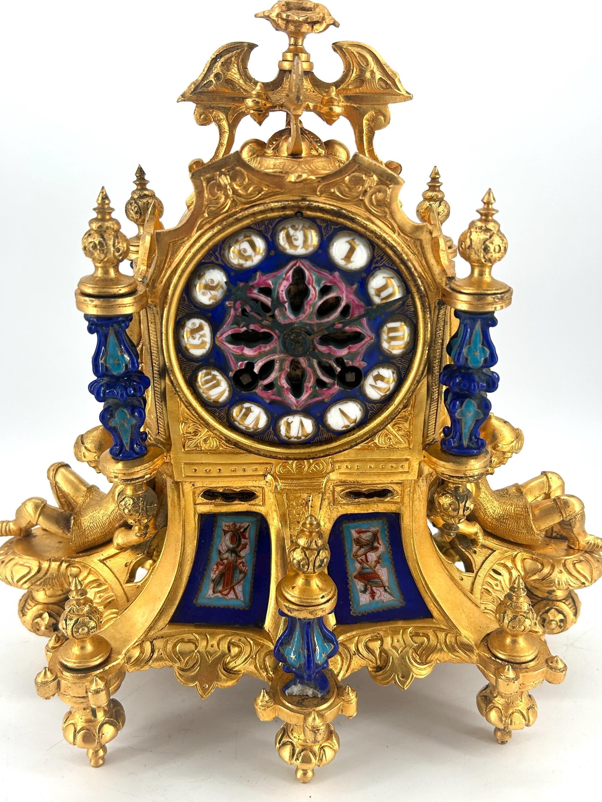 Stunning Rare Blue Coalport Porcelain Mantle Clock – ca 1850