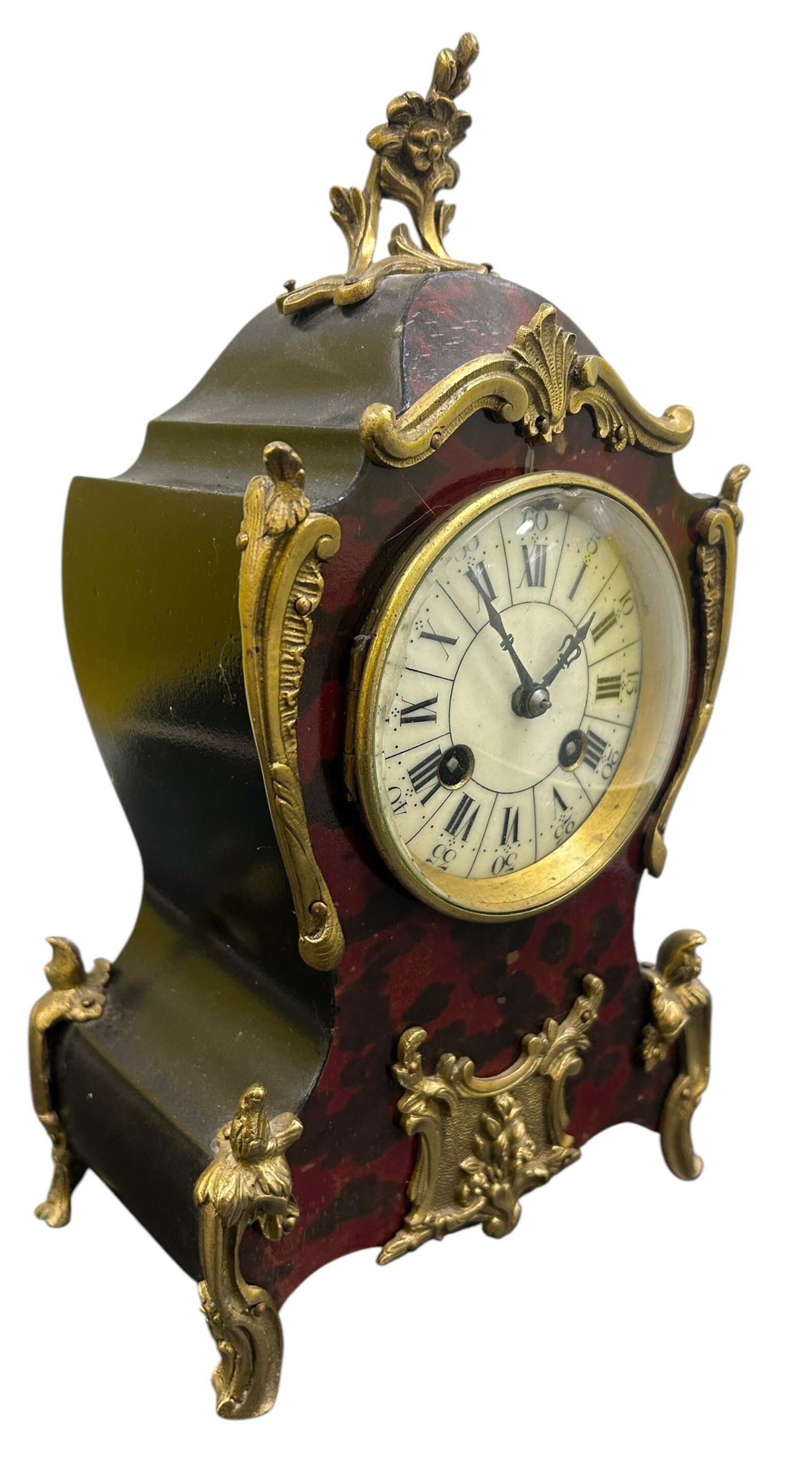 Tortise Shell Clock Exquisite Antique French Faux Tortoise Shell & Ormolu Boulle Mantle ...