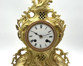Antique French bronze ormolu 8 day mantel clock -ca 1870