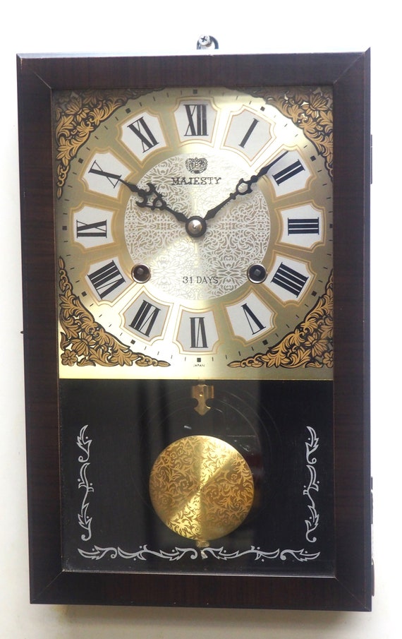 MAJESTY 31 DAYS 掛時計 木製 Mahogany Glazed Case 31-day Wall Clock Majesty Vienna Wall Clock