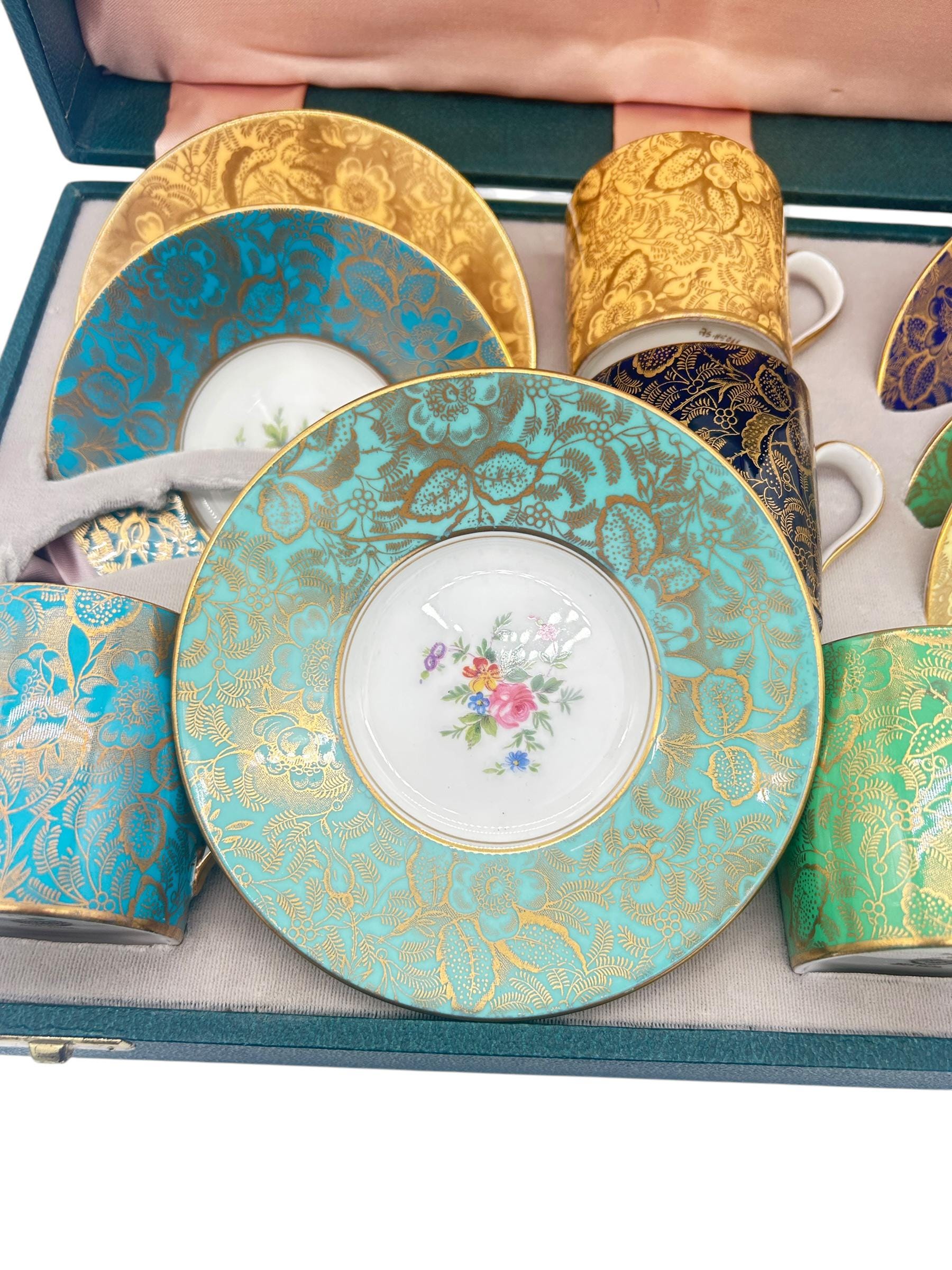 Vintage Minton Brocade English Bone China Tea Set - Set of 6 - in
