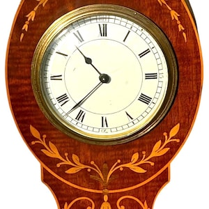 Solid Mahogany 8-day Wall Clock – Satinwood Inlay Solid case with platform escapement.