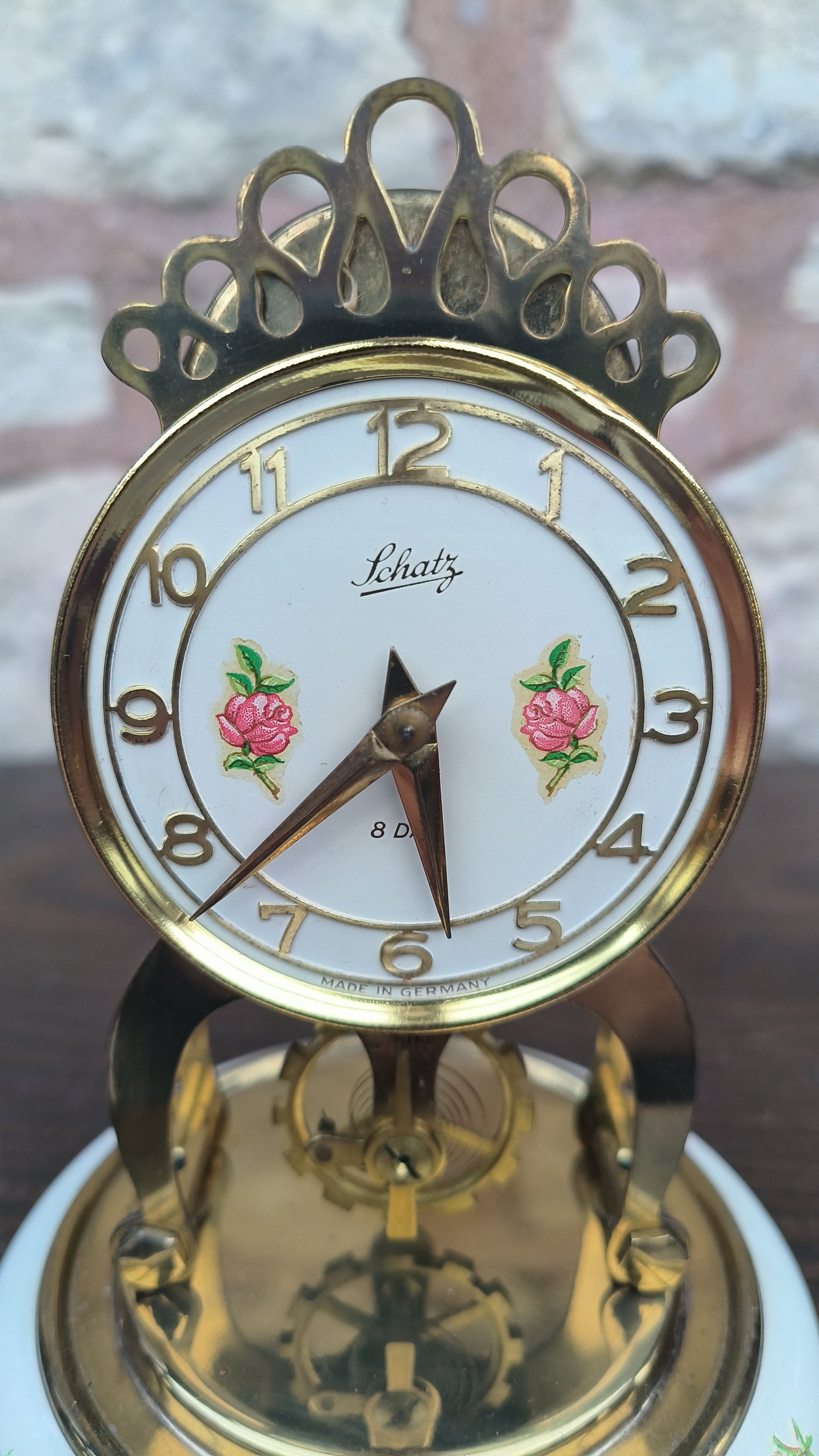 Pretty Floral Vintage Schatz Torsion Clock German Anniversary