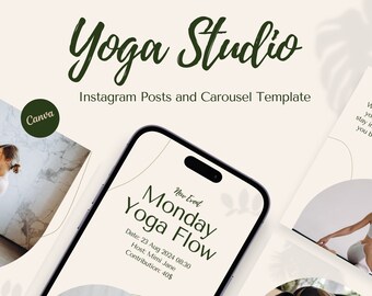 Yoga Studio Instagram Templates | Yoga Studio Canva Template | Yoga ...