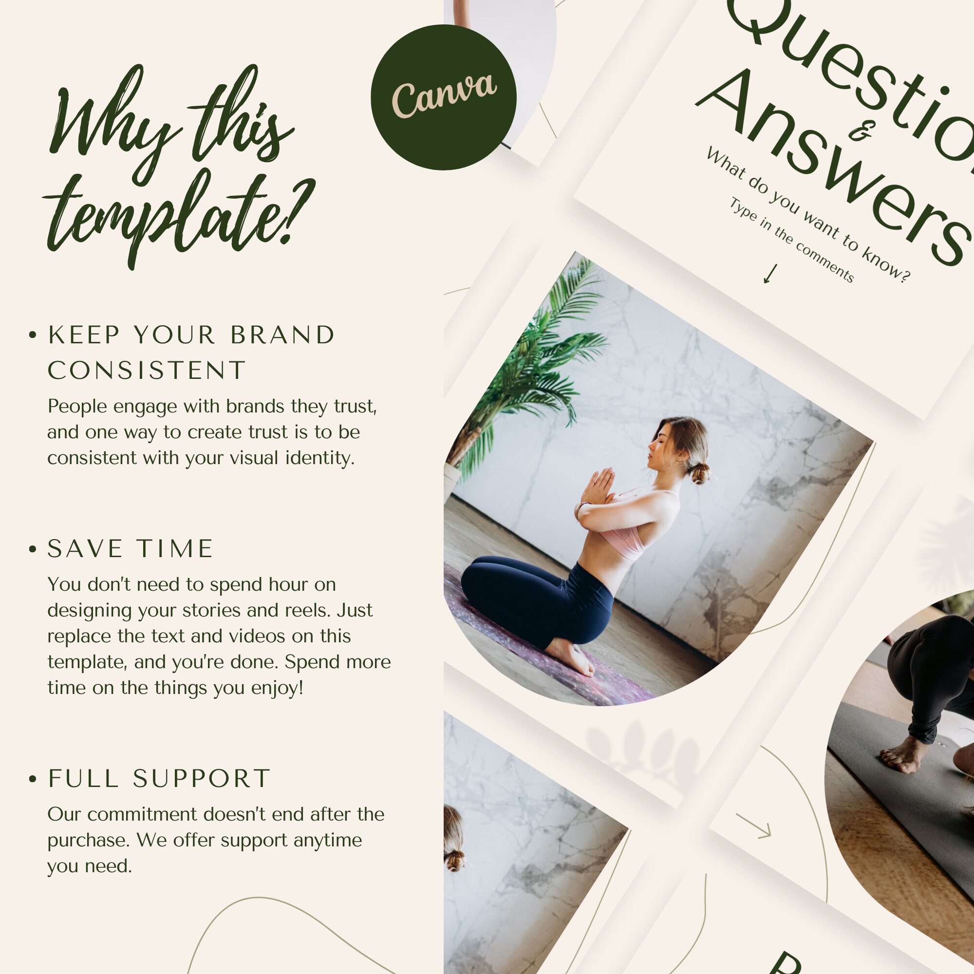 Yoga Studio Instagram Templates | Yoga Studio Canva Template | Yoga ...