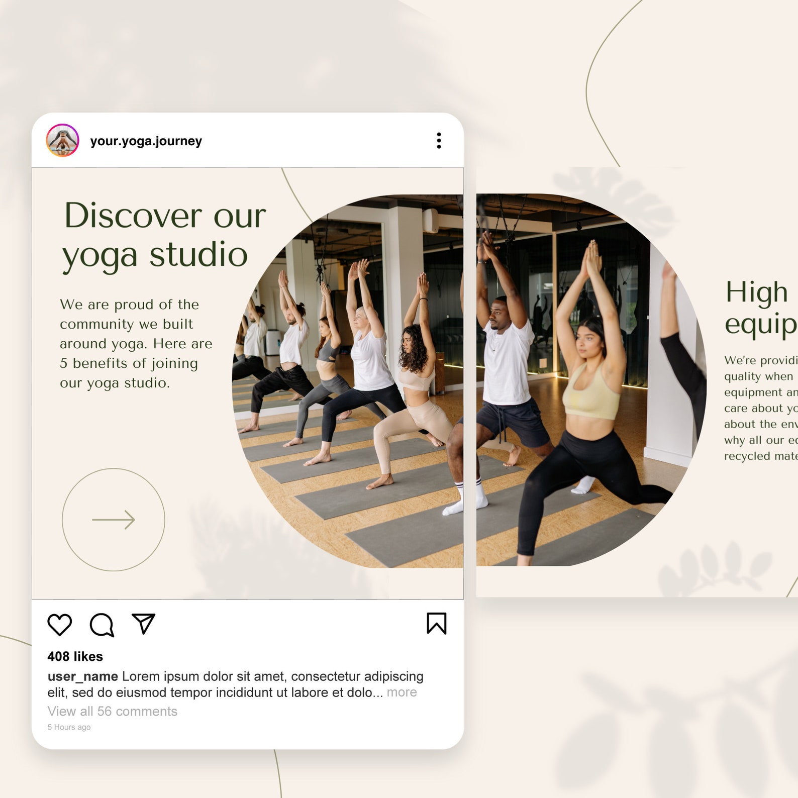 Yoga Studio Instagram Templates | Yoga Studio Canva Template | Yoga ...