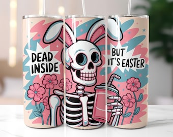 Playful Easter Tumbler Wrap - 20oz Skinny Sublimation Design, Fun Easter Tumbler Wrap, Goth Bunny PNG Digital Download