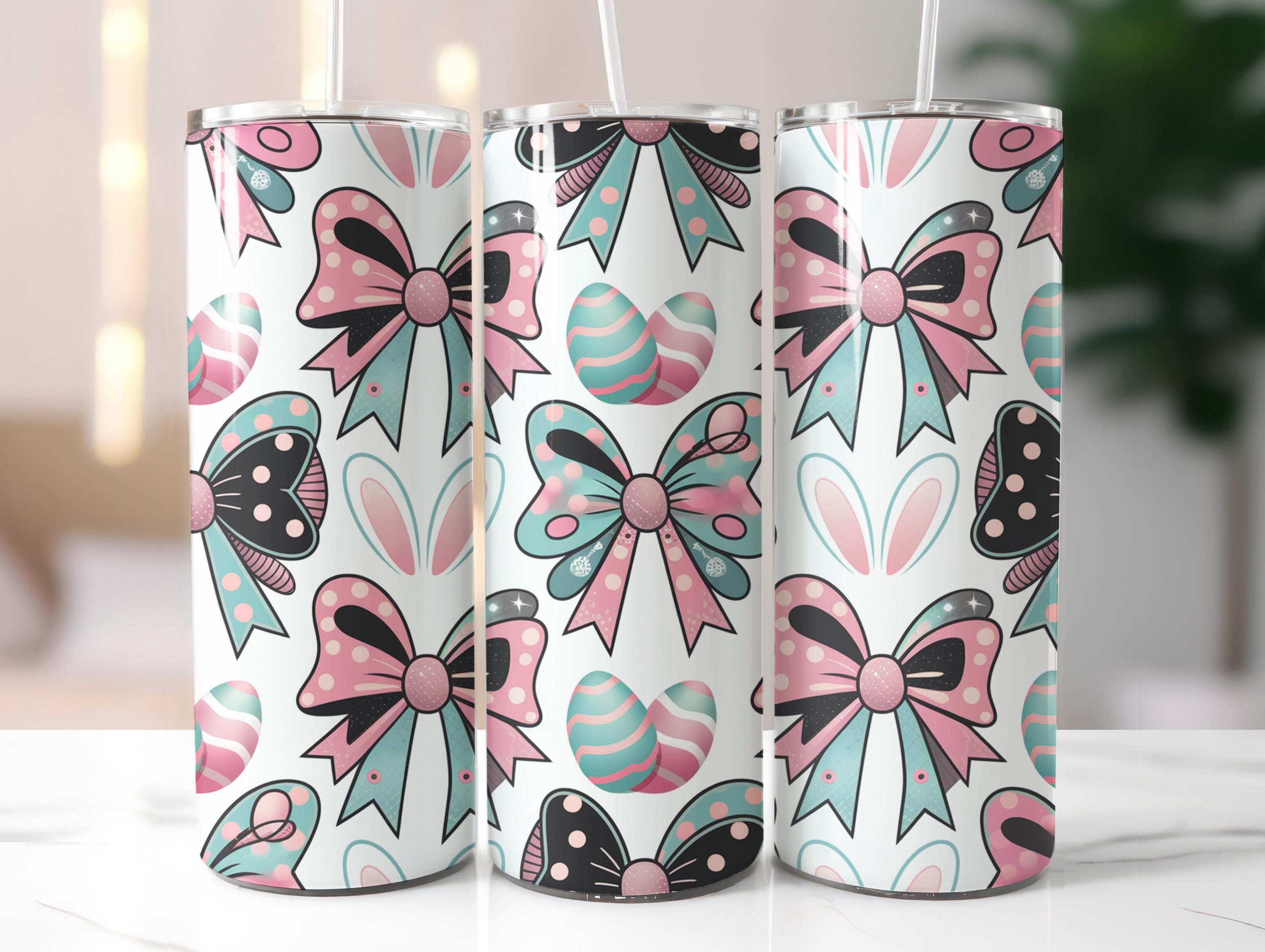 Easter Coquette Bow Tumbler Wrap PNG, Cute Easter Skinny Tumbler Sublimation, 20oz Seamless Tumbler Wrap, Digital Download